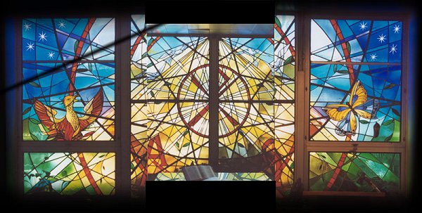 Stained Glass Window in Hospital Chapel.